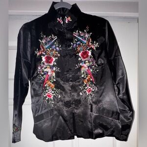Embroidered Black Floral Women's blouse